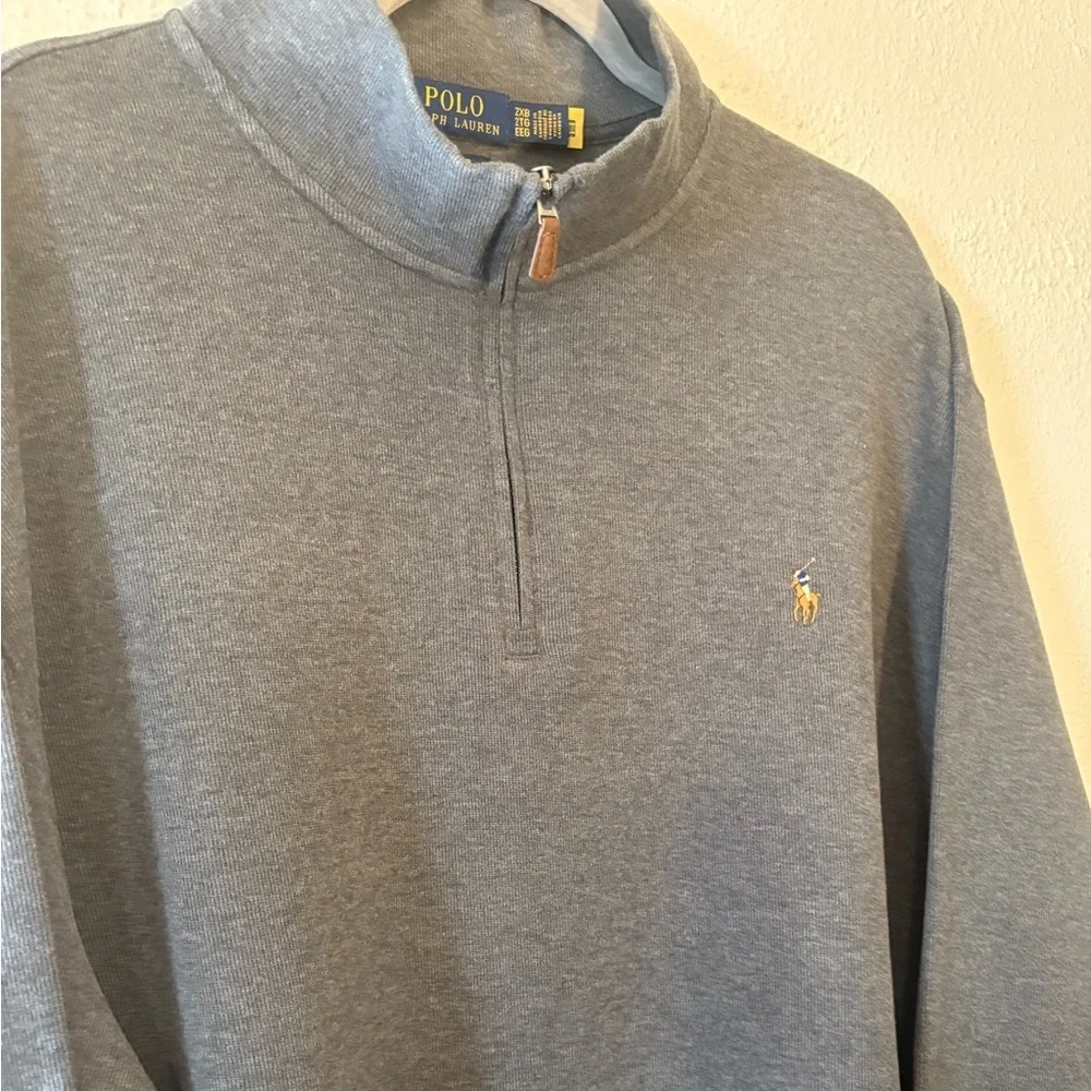 Polo Ralph Lauren Estate Rib 1/4 Zip Pullover Knit Sweater Gray Men's 2XB